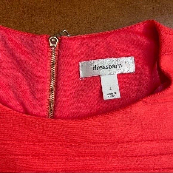 Dress Barn Coral Red Fit And Flare Sleeveless Knee Length Cocktail Dress Size 4 - Picture 5 of 12